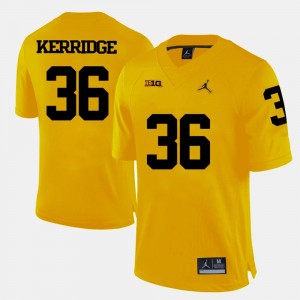 Mens #36 Joe Kerridge Michigan Jersey Yellow College Football 128004-276