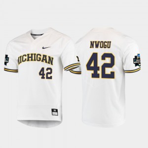 White 2019 NCAA Baseball College World Series Jordan Nwogu Michigan Jersey #42 Men's 330086-627