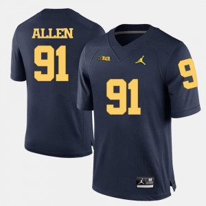 #91 Navy Blue College Football Kenny Allen Michigan Jersey For Men 577081-259