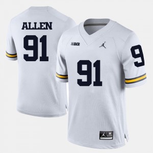 White Kenny Allen Michigan Jersey #91 College Football For Men's 786858-395