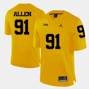 Kenny Allen Michigan Jersey College Football For Men's Yellow #91 154746-839