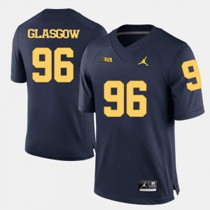 #96 For Men's Navy Blue Ryan Glasgow Michigan Jersey College Football 595389-874