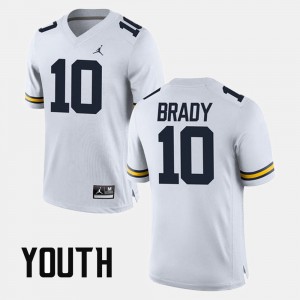 Youth(Kids) Tom Brady Michigan Jersey White #10 Alumni Football Game 169114-379