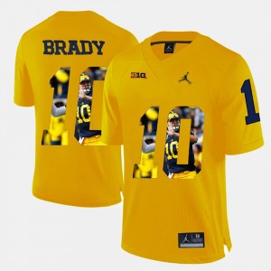Player Pictorial Tom Brady Michigan Jersey Men Yellow #10 734661-941