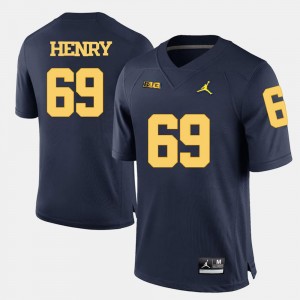 #69 College Football Willie Henry Michigan Jersey For Men Navy Blue 185422-200