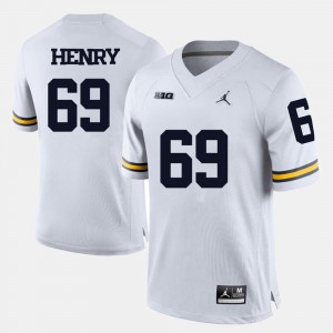 #69 White College Football Men's Willie Henry Michigan Jersey 621474-350