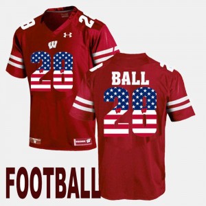 Maroon US Flag Fashion #28 Montee Ball Wisconsin Jersey For Men 875785-142