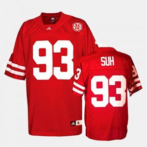 Red #93 College Football For Men's Ndamukong Suh Nebraska Jersey 372679-361