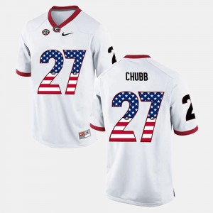 US Flag Fashion Nick Chubb UGA Jersey Mens White #27 363574-171