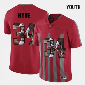 #34 CameCarlos Hyde OSU Jersey Youth Red Pictorial Fashion 825388-326