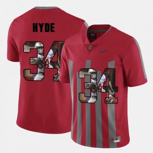 Red #34 CameCarlos Hyde OSU Jersey Pictorial Fashion For Men 511139-548