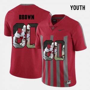 Noah Brown OSU Jersey Red Youth #80 Pictorial Fashion 510974-345