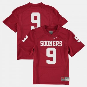 Youth Crimson College Football #9 OU Jersey 905319-303