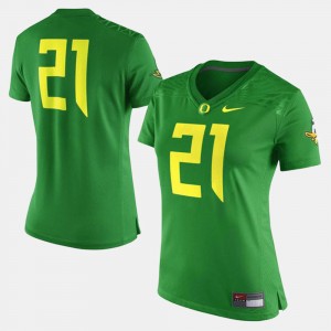 #21 Green College Football Oregon Jersey Ladies 713416-657