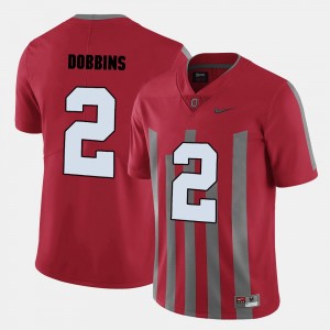 Men's #2 College Football Red J.K. Dobbins Oregon Jersey 448620-386
