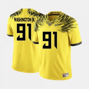 Yellow For Men #91 Tony Washington Jr. Oregon Jersey College Football 599923-145