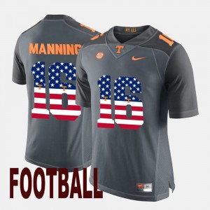 Gray Peyton Manning UT Jersey For Men US Flag Fashion #16 788207-769
