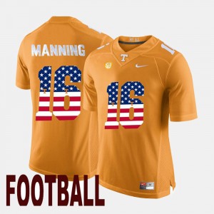 #16 US Flag Fashion Orange Peyton Manning UT Jersey For Men's 382395-641