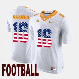 Men's Peyton Manning UT Jersey US Flag Fashion #16 White 483890-610