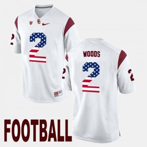 Men's Robert Woods USC Jersey White #2 US Flag Fashion 207474-665