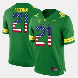 Men's Royce Freeman Oregon Jersey Green US Flag Fashion #21 479378-393