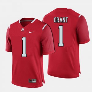 #1 Red For Men's Janarion Grant Rutgers Jersey College Football 442834-884