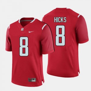 Mens #8 College Football Red Josh Hicks Rutgers Jersey 339256-990