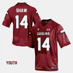 Red #14 Youth(Kids) College Football Connor Shaw South Carolina Jersey 203025-483