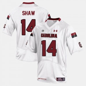 College Football Connor Shaw South Carolina Jersey #14 Men's White 968212-623