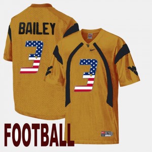 Stedman Bailey WVU Jersey US Flag Fashion #3 Gold Men's 274996-866