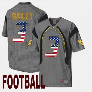 #3 US Flag Fashion Men's Stedman Bailey WVU Jersey Gray 134360-120