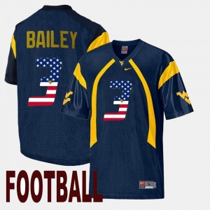 US Flag Fashion Stedman Bailey WVU Jersey Navy Mens #3 465094-884