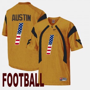Men's US Flag Fashion Tavon Austin WVU Jersey #1 Gold 681332-992