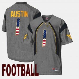 US Flag Fashion Tavon Austin WVU Jersey Gray #1 For Men's 201891-741