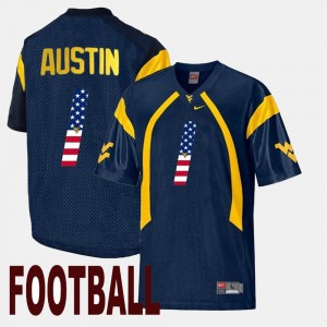 Tavon Austin WVU Jersey #1 Men's US Flag Fashion Navy 122387-541