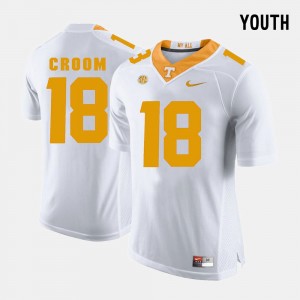 College Football White Jason Croom UT Jersey Youth(Kids) #18 649275-384