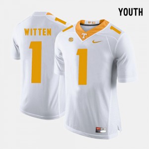 White #1 College Football Jason Witten UT Jersey Youth 528302-927