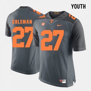 Grey Youth Justin Coleman UT Jersey #27 College Football 716402-283