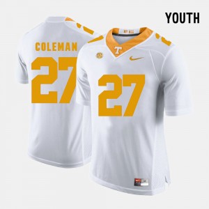 #27 Kids College Football White Justin Coleman UT Jersey 382647-346