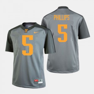 For Men Kyle Phillips UT Jersey College Football #5 Gray 890514-426