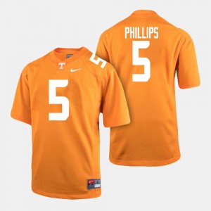 Mens College Football #5 Kyle Phillips UT Jersey Orange 219099-949