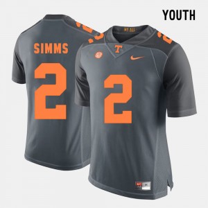 Matt Simms UT Jersey #2 Grey College Football Kids 481386-268