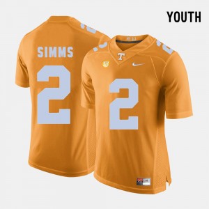 #2 Matt Simms UT Jersey Orange For Kids College Football 155121-931