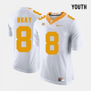 Tyler Bray UT Jersey White #8 College Football For Kids 587375-687