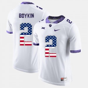 #2 US Flag Fashion For Men's Trevone Boykin TCU Jersey White 224469-640
