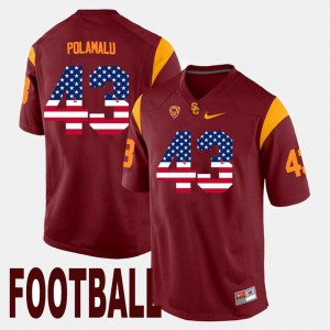 US Flag Fashion Troy Polamalu USC Jersey Maroon Men's #43 774146-902