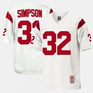 #32 White College Football O.J. Simpson USC Jersey For Men's 118256-852
