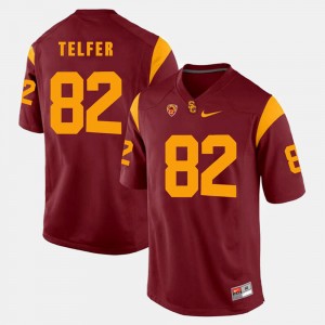 #82 Randall Telfer USC Jersey For Men's Red Pac-12 Game 482227-934