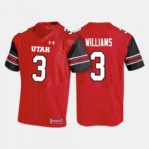 Red #3 Men College Football Troy Williams Utah Jersey 992940-142