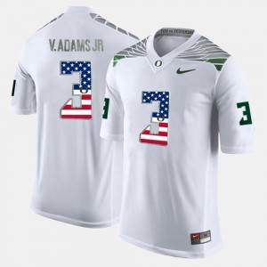 For Men US Flag Fashion #3 Vernon Adams Jr Oregon Jersey White 392832-377